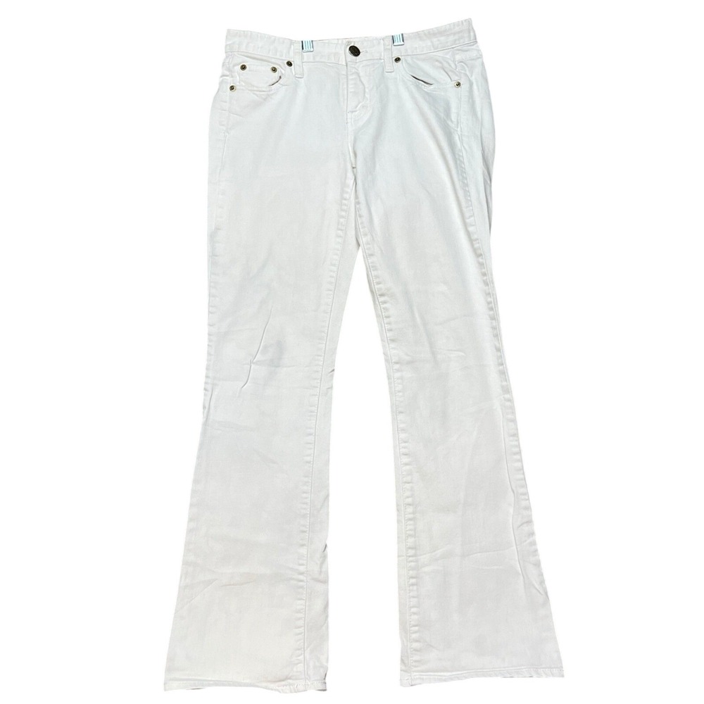 J.Crew Bootcut Jeans Women 27S 30x29 White Stretch 5 Pocket Flat Front Denim EUC